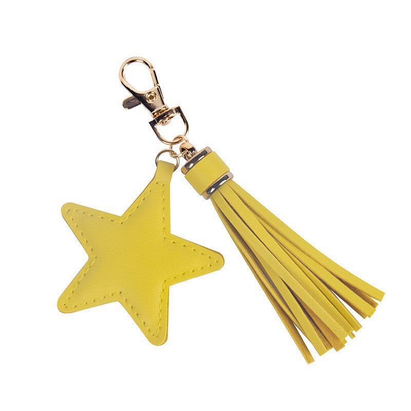 Wholesale Five-pointed Star Tassel Leather Keychain